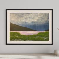 Am Fjord Acryl auf Leinwand 60 x 50 cm Schattenfugenrahmen schwarz
